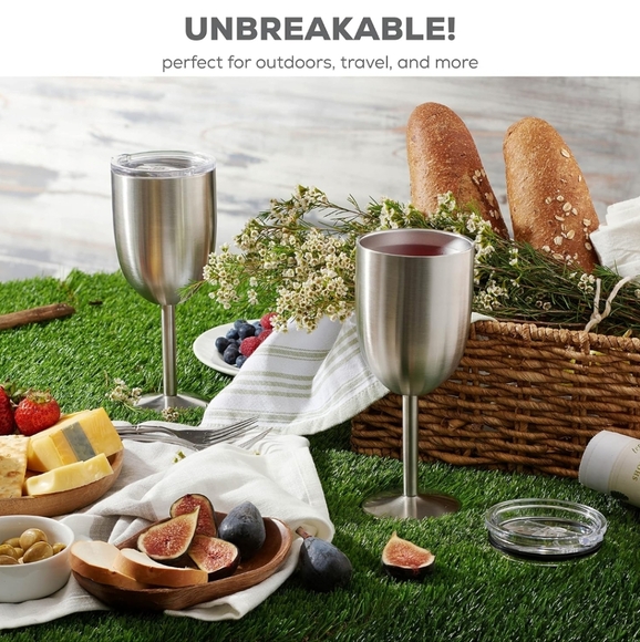 FineDine Premium Grade 18/8 Stainless Steel Wine Glasses 12 Oz. - Picture 6 of 9